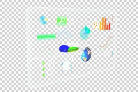 Digital png illustration of digital interface with charts on transparent Stock Illustration