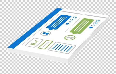 Digital png illustration of digital interface with social media posts on Stockillustratie