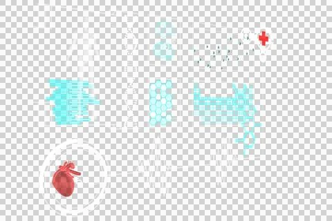 Digital png illustration of digital interface with medical data processing on Stock Illustration