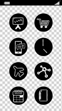 Digital png illustration of digital interface with business icons on transparent イラスト素材