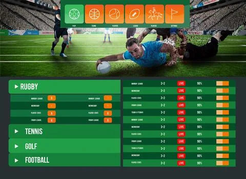 Digital png illustration of digital interface with sport information on Illustrazione stock