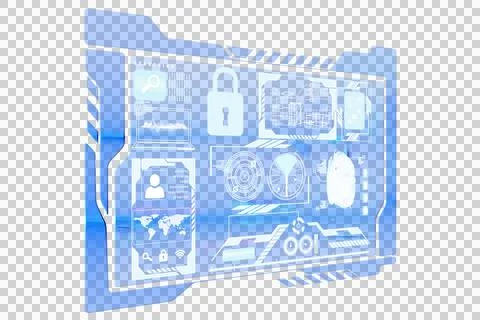 Digital png illustration of digital interface with padlock and fingerprint on 스톡 일러스트