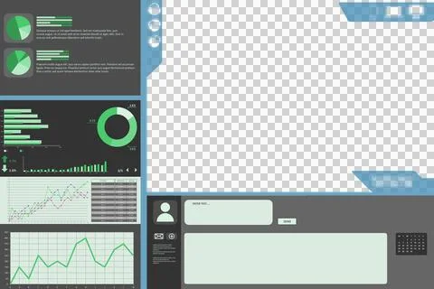 Digital png illustration of digital interface with green charts on transparent Stock Illustration