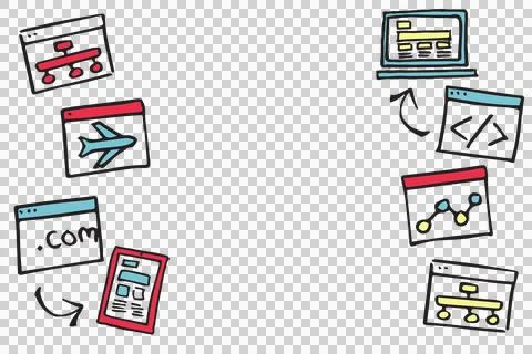 Digital png illustration of digital interface symbols with copy space on Illustrazione stock