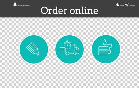Digital png illustration of digital interface with order online text on イラスト素材