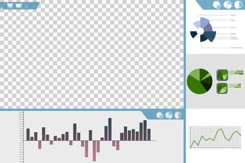 Digital png illustration of digital interface with charts on transparent Stock Illustration