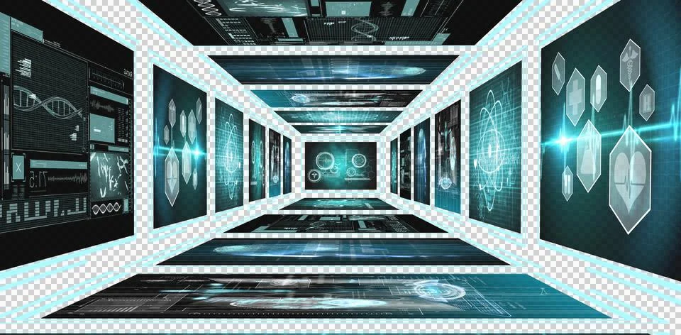 Digital png illustration of digital interfaces on transparent background Stock Illustration