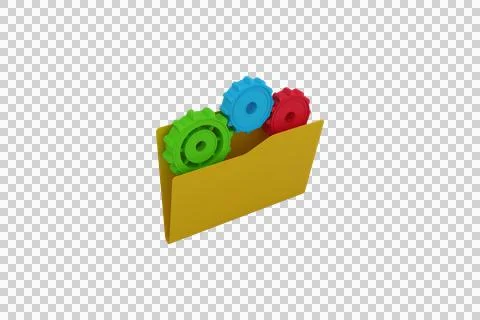 Digital png illustration of document folder with colourful cogs on transparent Stock Illustration