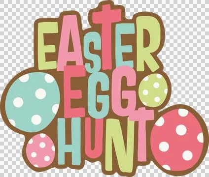 Digital png illustration of easter egg hunt text on transparent background 스톡 일러스트