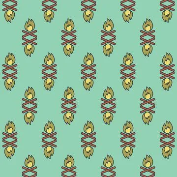 Digital png illustration of fire pattern on green and transparent background Stock Illustration