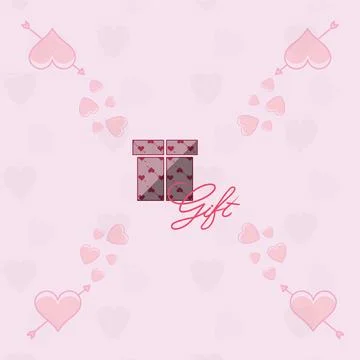 Digital png illustration of gift pattern on pink background with hearts Stock Illustration