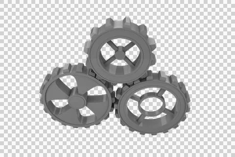Digital png illustration of grey cogs on transparent background Stock Photos