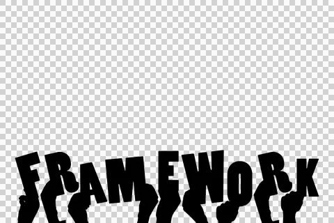 Digital png illustration of hands with framework text on transparent background イラスト素材