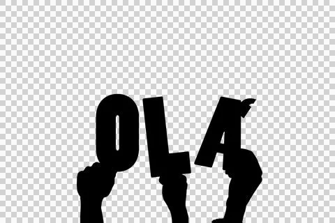 Digital png illustration of hands with ola text on transparent background Stock Photos