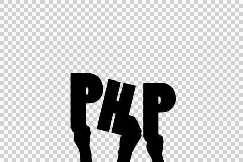Digital png illustration of hands with php text on transparent background Stock Illustration