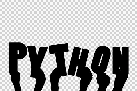 Digital png illustration of hands with python text on transparent background Stock Illustration