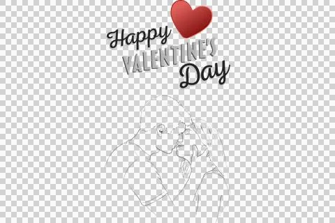 Digital png illustration of heart with happy valentine's day text on transparent Stock Photos