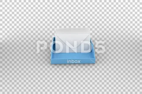 Digital png illustration of inbox text on box and envelopes, copy space ...