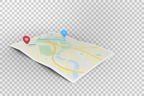 Digital png illustration of map with map pins on transparent background Stock Illustration