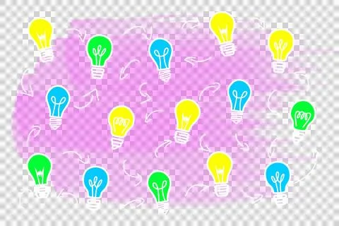 Digital png illustration of pattern of bulbs with arrows on transparent Illustrazione stock