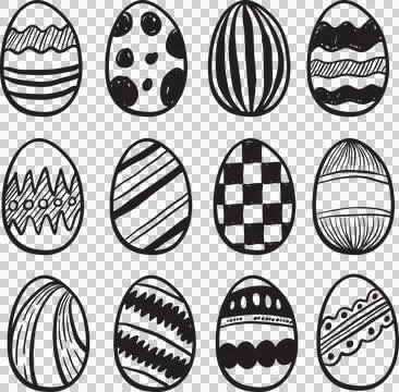 Digital png illustration of patterned easter eggs on transparent background 스톡 일러스트