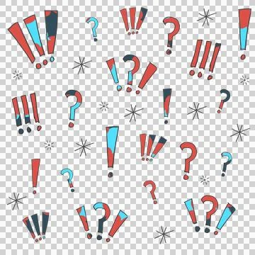 Digital png illustration of question marks and exclamation marks on transparent Stock Illustration
