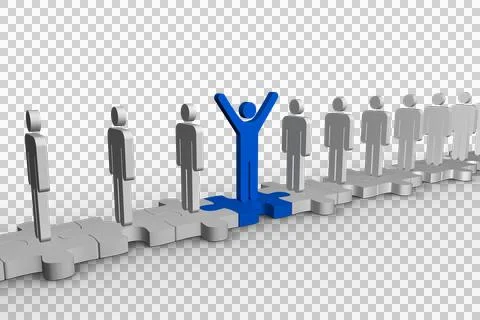 Digital png illustration of queue of persons on puzzles on transparent Stock Illustration