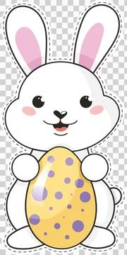 Digital png illustration of rabbit with easter egg on transparent background Stock Illustration