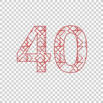 Digital png illustration of red 40 number with pattern on transparent background Stock Illustration