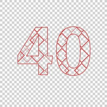 Digital png illustration of red 40 number with pattern on transparent background Illustrazione stock