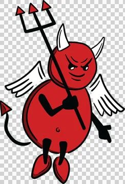 Digital png illustration of red devil holding trident on transparent background Stock Illustration