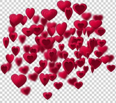 Digital png illustration of red pattern of hearts on transparent background Illustrazione stock