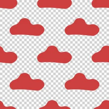 Digital png illustration of red pattern of repeated clouds on transparent Stockillustratie