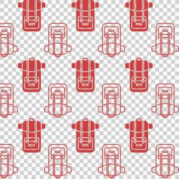 Digital png illustration of red pattern of repeated backpacks on transparent Illustrazione stock