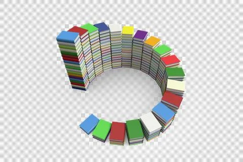 Digital png illustration of round stack of colourful books on transparent 스톡 일러스트