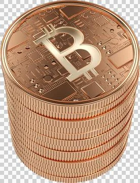 Digital png illustration of stack of bitcoin coins on transparent background Stock Illustration