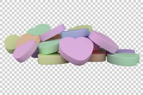 Digital png illustration of stack of colourful 3d hearts on transparent イラスト素材