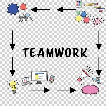 Digital png illustration of teamwork text on transparent background Stock Illustration