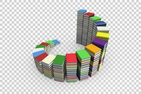 Digital png illustration of twisted stack of colourful books on transparent Stock Illustration