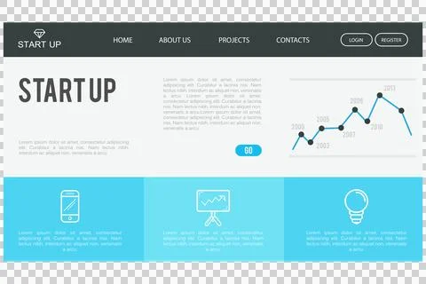 Digital png illustration of website interface with icons on transparent Stock Illustration