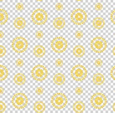 Digital png illustration of yellow pattern of repeated floral shapes on Stock Illustration