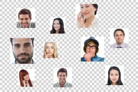 Digital png photo of network of diverse business people on transparent 스톡 사진