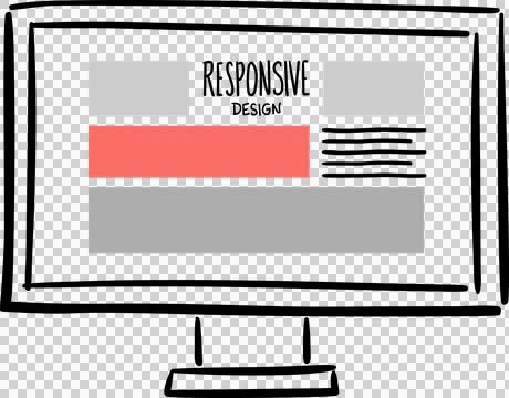 Digital png responsive design text in webpage on computer screen on transparent 스톡 일러스트