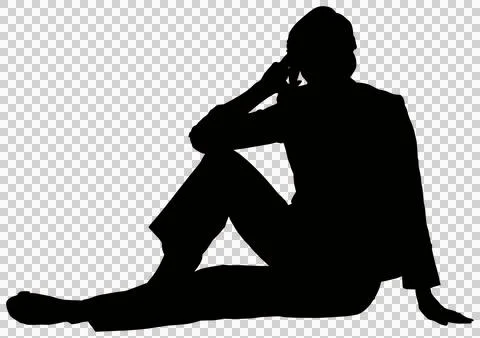 Digital png silhouette of elegant man using phone on transparent background Illustrazione stock