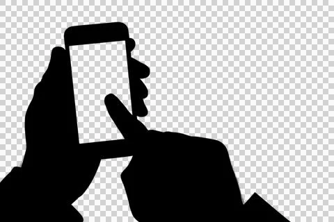 Digital png silhouette of hands using smartphone with copy space on transparent Stock Illustration