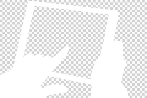 Digital png silhouette of hands using tablet with copy space on transparent 库存插图
