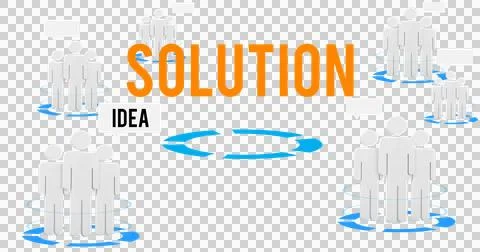 Digital png of solution, idea text with people icons and speech bubbles on Stock Illustration