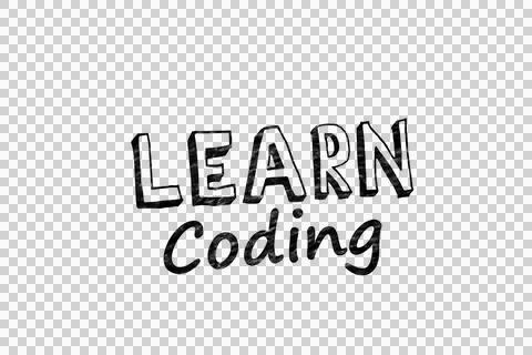 Digital png text of learn coding on transparent background Stock Illustration