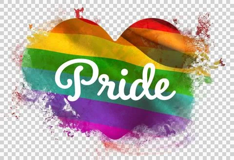 Digital png of white pride text over rainbow splash on transparent background Ilustração Stock
