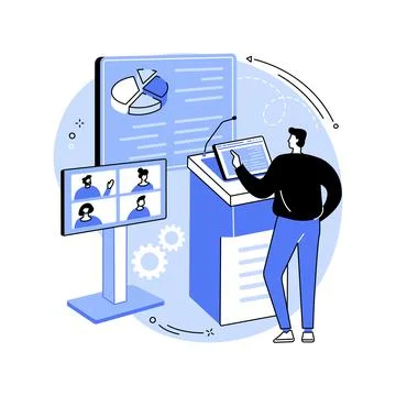 Digital podium isolated cartoon vector illustrations. Stock Illustration